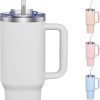Tumbler with Handle and Transparent Flip Top Lid Insulated Cup
