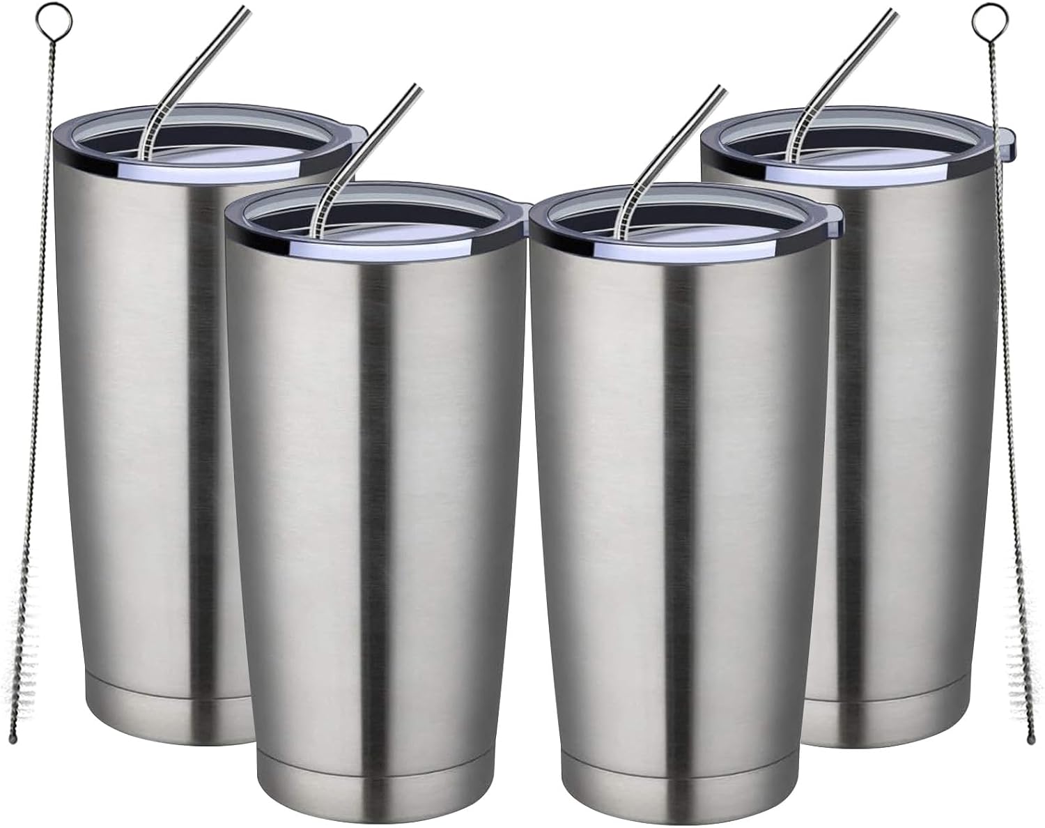 Tumbler with Splash Proof Cover and Stainless Steel Straw Insulated Cup