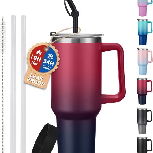 Tumbler with Triple Wall Vacuum Insulation and Ergonomic Handle Insulated Cup
