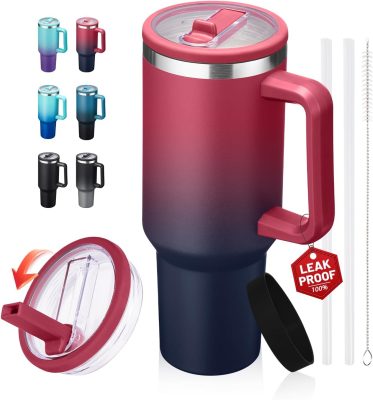 Flip Top Straw Lid Tumbler with Triple Wall Insulation Insulated Cup