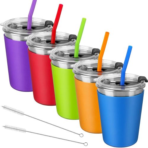 Kids Tumbler with Leakproof Lid and Silicone Sleeve Insulated Cup