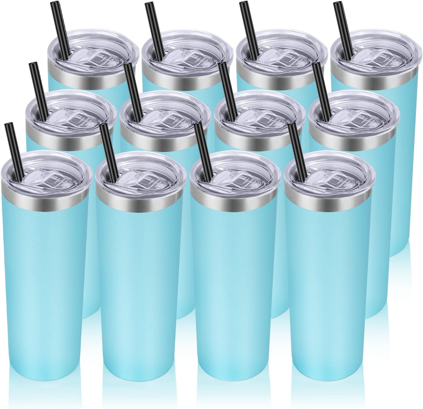 Skinny Tumbler with Slide Lid and Plastic Straw Insulated Cup