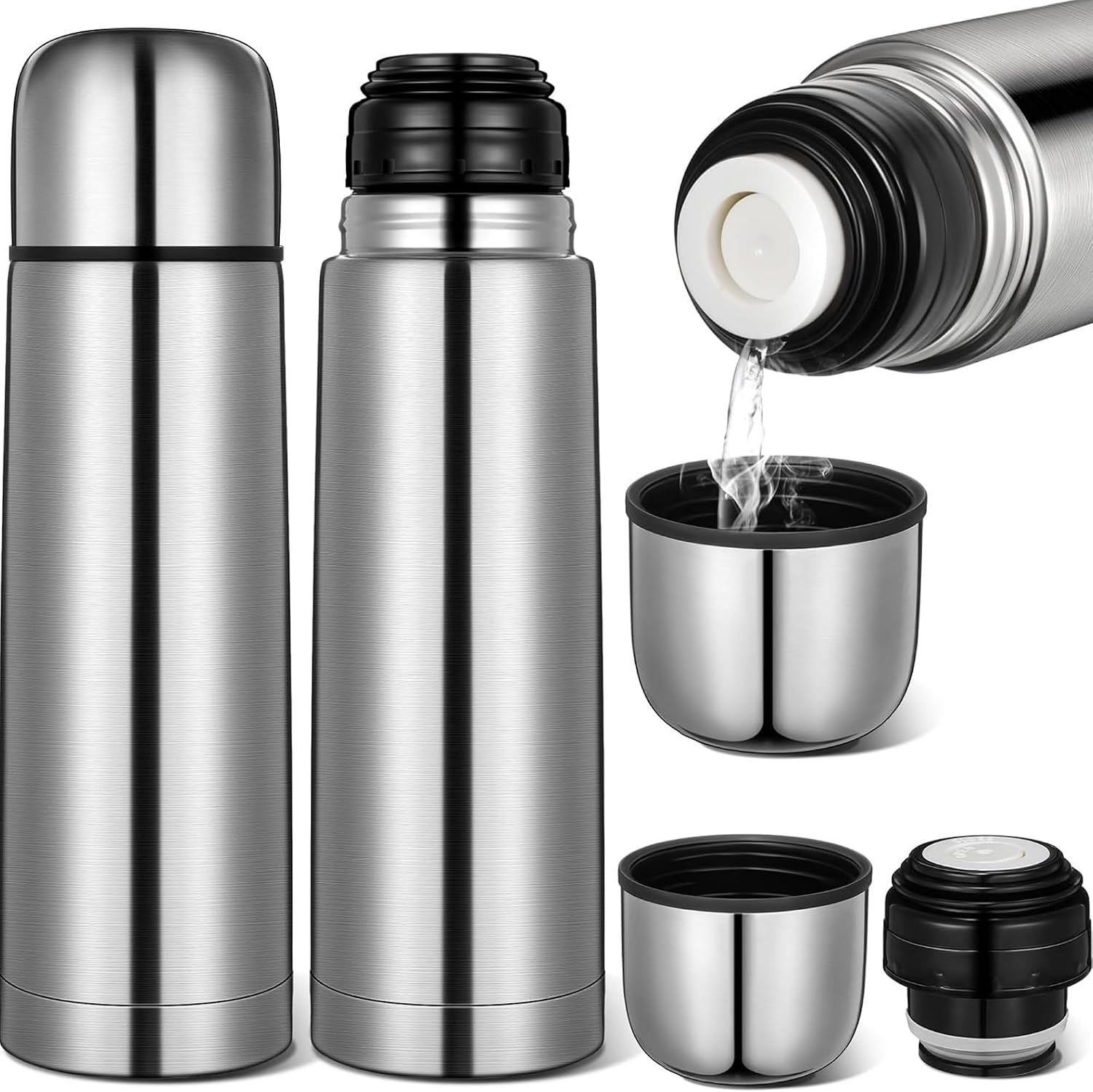 Stainless Steel Thermal Bottle Set with Multipurpose Lid Insulated Cup