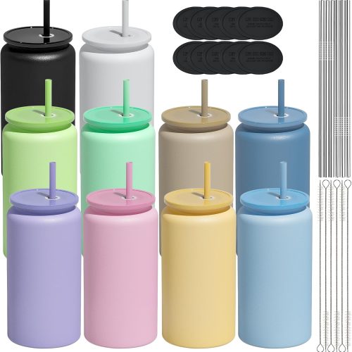 Coffee Tumbler with Textured Matte Finish and Straw Lid Insulated Cup