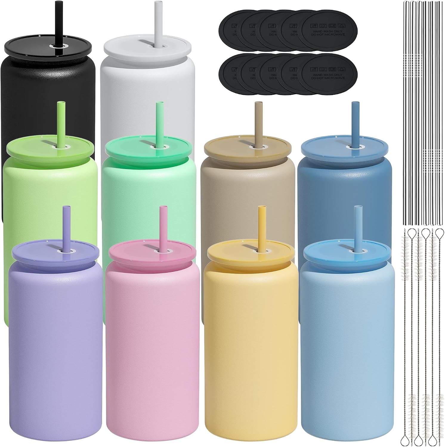 Coffee Tumbler with Textured Matte Finish and Straw Lid Insulated Cup